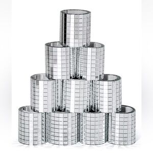 PP OPOUNT 4720 PCS Disco Ball Tiles, 5 x 5 mm Self-Adhesive Mirror Tiles Silver